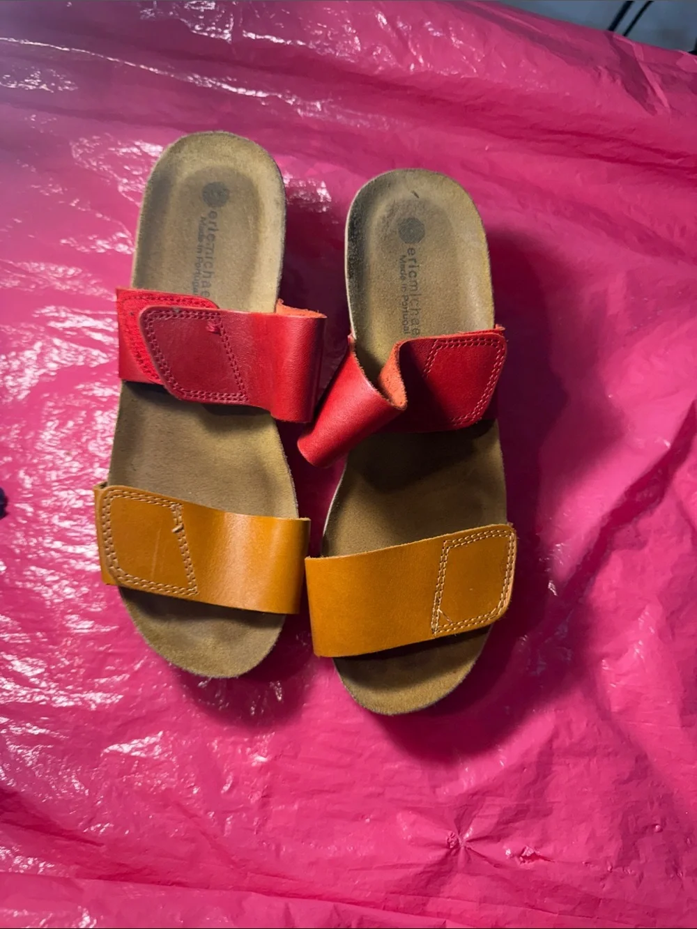 Eric Michael Two-Tone Red and Orange Women’s Slide Sandals
